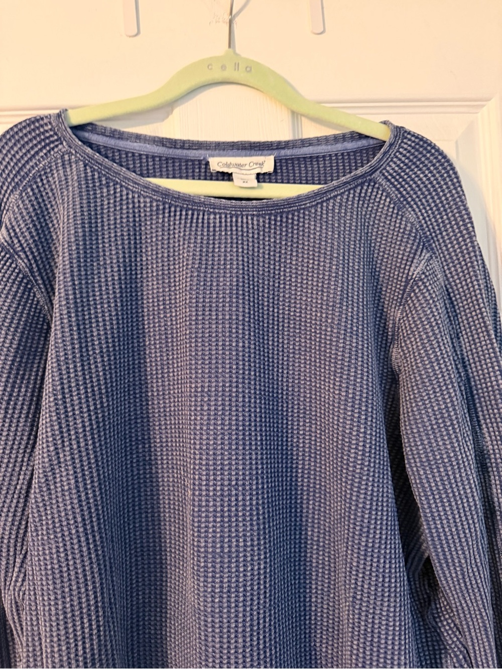 Coldwater Creek Heathered Blue Crewneck Waffle Sweater-2XL